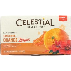 CELESTIAL SEASONINGS: Tangerine Orange Zinger Herbal Tea Caffeine Free 20 Tea Bags, 1.7 oz