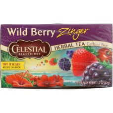 CELESTIAL SEASONINGS: Wild Berry Zinger Herbal Tea Caffeine Free 20 Tea Bags, 1.7 oz