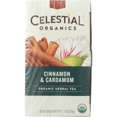CELESTIAL SEASONINGS: Organic Herbal Tea Cinnamon & Cardamom Pack of 20, 1.7 oz