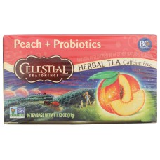 CELESTIAL SEASONINGS: Tea Country Peach + Probiotics, 16 BG