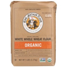 KING ARTHUR: Organic White Whole Wheat Flour, 5 lb
