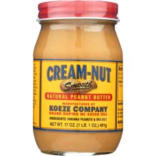 CREAM NUT: Peanut Butter Smooth Natural, 17 oz