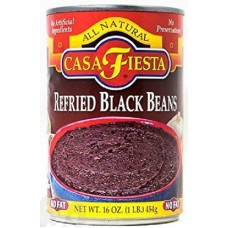 CASA FIESTA: Refried Black Beans No Fat, 16 oz