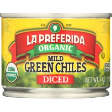 LA PREFERIDA: Organic Mild Diced Green Chiles, 4 oz