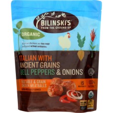 BILINSKIS: Italian with Ancient Grains Bell Peppers and Onions Vegetable and Grain Chicken Meatballs, 12 oz
