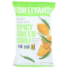 TORTIYAHS: Spicy Green Chili Tortilla Chips, 8 oz