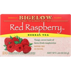 BIGELOW: Red Raspberry Herbal Tea Caffeine Free 20 Tea Bags, 1.18 oz