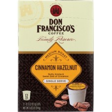 DON FRANCISCOS COFFEE: Medium Roast Cinnamon Hazelnut Single Serve 12 pods, 4.02 oz