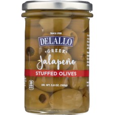 DELALLO: Jalapeno Stuffed Green Greek Olives, 5.8 oz