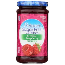 POLANER: Sugar Free Seedless Raspberry Preserves with Fiber, 13.5 oz