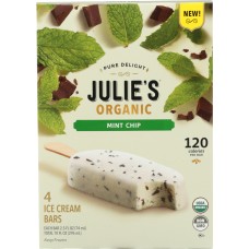 JULIES ORGANIC: Ice Cream Bar Mint Chip 4 Bars, 10 oz