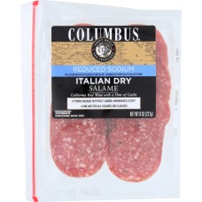 COLUMBUS: Slice Low Sodium Italian Dry Salame Pillow Pack, 8 oz