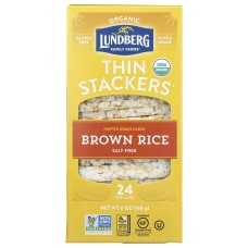 LUNDBERG: Organic Thin Stackers Salt Free, 6 oz