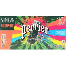 PERRIER: Pink Grapefruit Flavored Sparkling Mineral Water 10x8.45oz Slim Cans, 84.5 oz