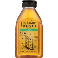 RICE FAMILY HONEY: Raw And Unfiltered Clover Honey, 16 fl oz