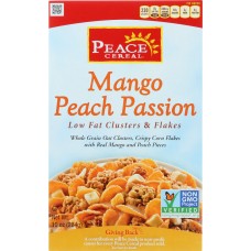 PEACE CEREAL: Clusters and Flakes Cereal Mango Peach Passion, 10 oz