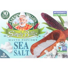 COUSIN WILLIES SIMPLY BETTER: Popcorn Sea Salt Microwave Pack of 3, 8.1 oz