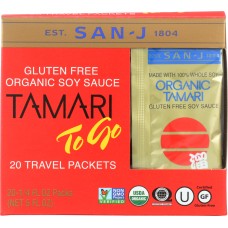 SAN J: Sauce Soy Tamari Gluten Free Pack of 20, 5 oz