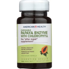 AMERICAN HEALTH: Papaya Enzyme with Chlorophyll Chewable, 100 Tablets