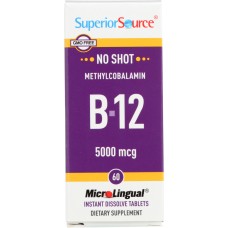 SUPERIOR SOURCE: No Shot Methylcobalamin B-12 5000mcg, 60 tb
