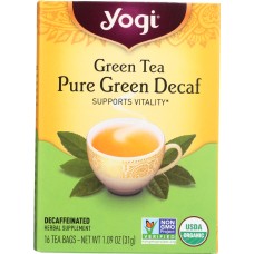 YOGI TEAS: Organic Green Tea Pure Green Decaf, 16 Tea Bags