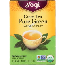 YOGI TEAS: Organic Green Tea Pure Green, 16 Tea Bags