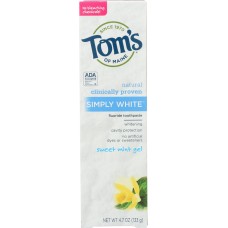 TOMS OF MAINE: Toothpaste White Gel Mint Sweet, 4.7 oz