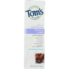 TOMS OF MAINE: Whole Care Fluoride Toothpaste Cinnamon Clove, 4.7 Oz