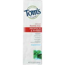 TOMS OF MAINE: Fluoride-Free Propolis & Myrrh Toothpaste Peppermint, 5.5 Oz