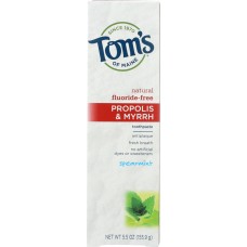 TOMS OF MAINE: Fluoride-Free Propolis & Myrrh Toothpaste Spearmint, 5.5 Oz