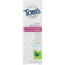 TOMS OF MAINE: Antiplaque & Whitening Fluoride-Free Toothpaste Spearmint, 5.5 Oz