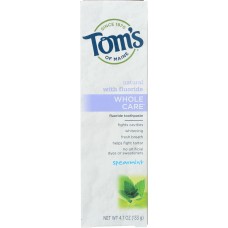 TOMS OF MAINE: Whole Care Fluoride Toothpaste Spearmint, 4.7 Oz