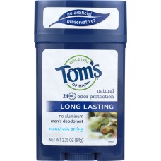 TOM'S OF MAINE: Men's Long Lasting Deodorant Mountain Spring, 2.25 oz