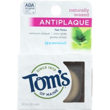 TOM'S OF MAINE: Naturally Waxed Antiplaque Flat Floss Spearmint, 32 yards