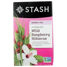 STASH TEA: Herbal Tea Wild Raspberry Hibiscus Caffeine Free 20 Tea Bags, 1.3 Oz