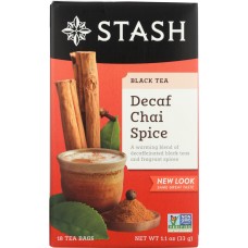 STASH TEA: Decaf Tea Chai Spice 18 Tea Bags, 1.1 oz