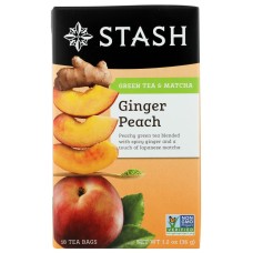 STASH TEA: Green Tea Ginger Peach with Matcha 18 Tea Bags, 1.2 Oz