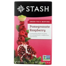 STASH TEA: Green Tea Pomegranate Raspberry with Matcha 18 Tea Bags, 1.2 Oz