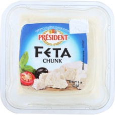 PRESIDENT: Feta Chunk Plain Cheese, 8 Oz