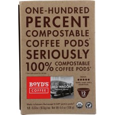 BOYDS: Organic Red Wagon Coffee Single Cups, 12 pcs