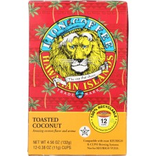 LION COFFEE: Coffee Single Serve Toasted Coconut, 12 pack