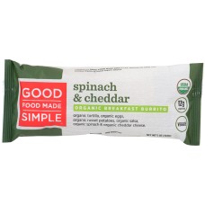 GOOD FOOD MADE SIMPLE: Spinach & Cheddar Organic Burrito, 5 oz