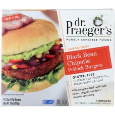 DR PRAEGER: Black Bean Chipotle Pollock Burger, 10 oz