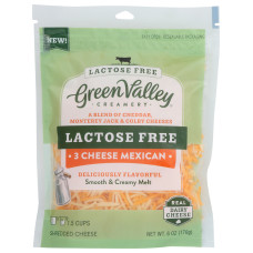 GREEN VALLEY CREAMERY: Lactose Free 3 Cheese Mexican Shredded Cheese, 6 oz