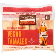 BUENATURAL: Vegan Tamales Red Chile, 18 oz