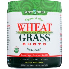 GREEN FOODS: Organic and Raw Wheat Grass Shots 30 Servings, 5.3 oz