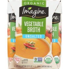 IMAGINE: Unsalted Vegetable Broth Organic 4-8 fl oz, 32 fl oz