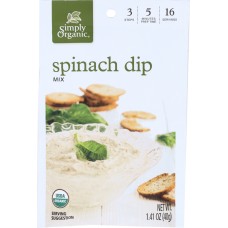 SIMPLY ORGANIC: Organic Spinach Dip Mix, 1.41 oz