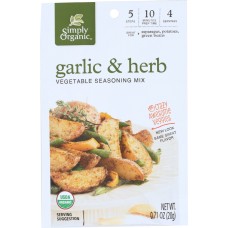SIMPLY ORGANIC: Garlic & Herb Vegetable Seasoning Mix, 0.71 oz