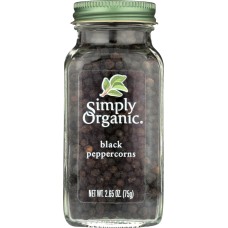 SIMPLY ORGANIC: Black Whole Peppercorns, 2.65 Oz